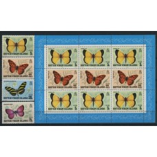 MARIPOSAS FLORES ISLAS VIRGENES BRITANICAS SERIE COMPLETA DE ESTAMPILLAS MINT + HOJA BLOQUE !!!